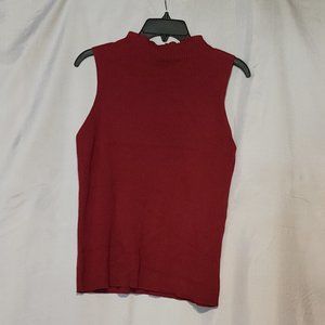 Ladies 12/14 burgundy/maroon/ red knitted sleeveless  high neck sweater